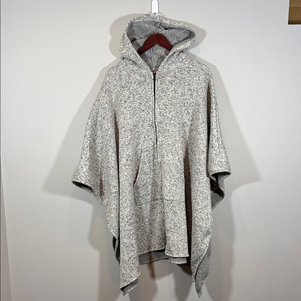 Cozy Heathered Poncho with Hood